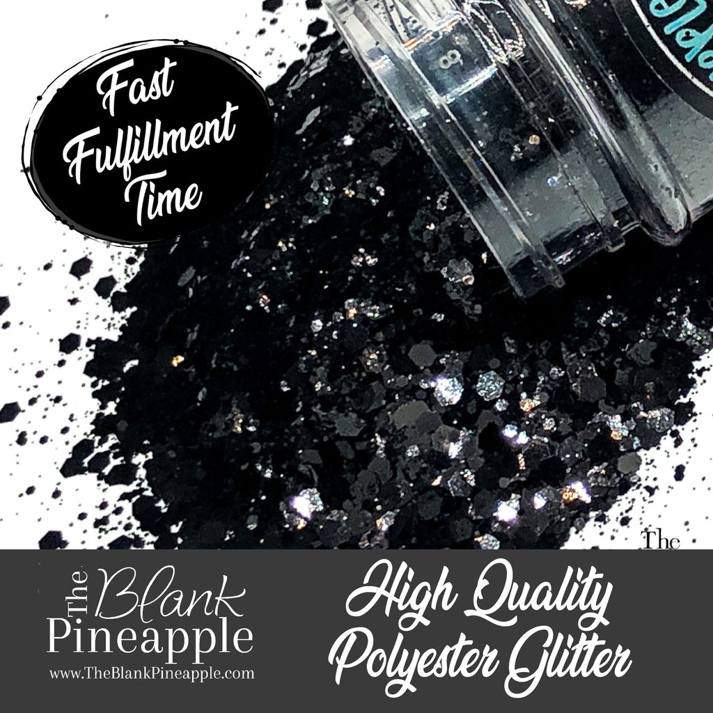 Spade Chunky Mix Metallic Glitter in 2oz Shaker Bottle - Black Glitter for Crafts - The Blank Pineapple