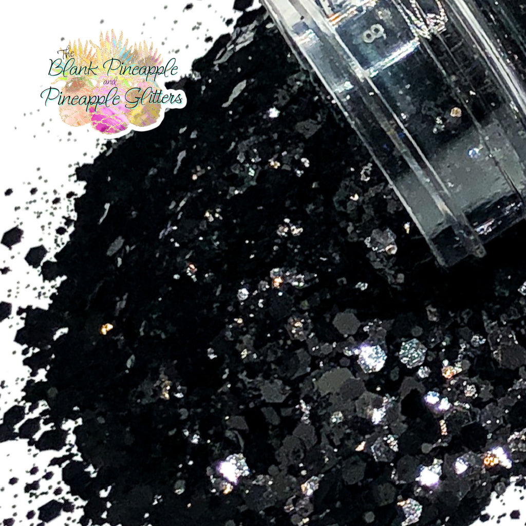 Spade Chunky Mix Metallic Glitter in 2oz Shaker Bottle - Black Glitter for Crafts - The Blank Pineapple