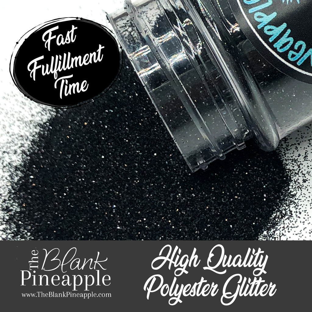 Spade Black Metallic Glitter in 2oz Shaker Bottle - Black Glitter for Crafts - The Blank Pineapple