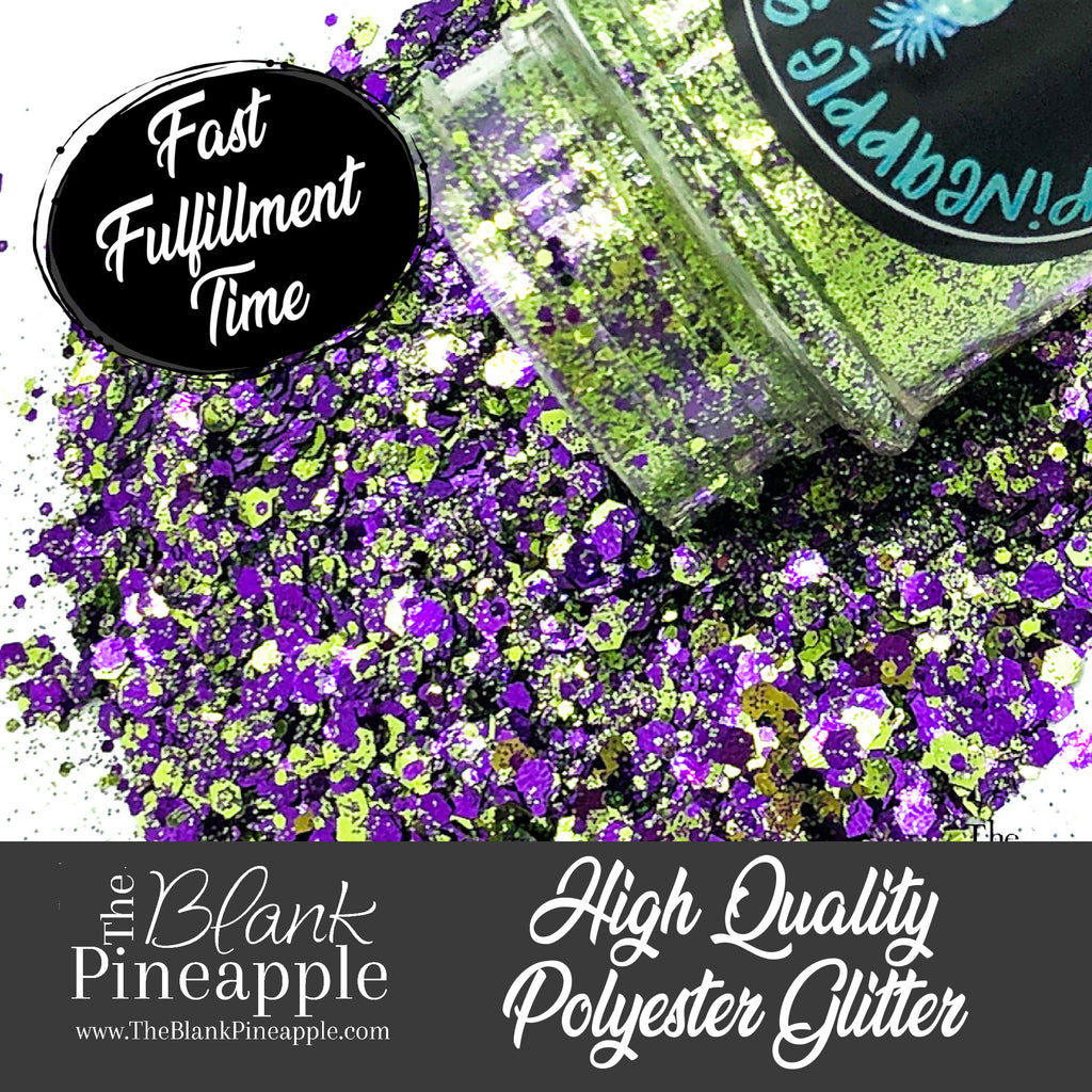 Spookylicious Mixed Glitter in 2oz Shaker Bottle - Green & Purple Glitter for Crafts - The Blank Pineapple