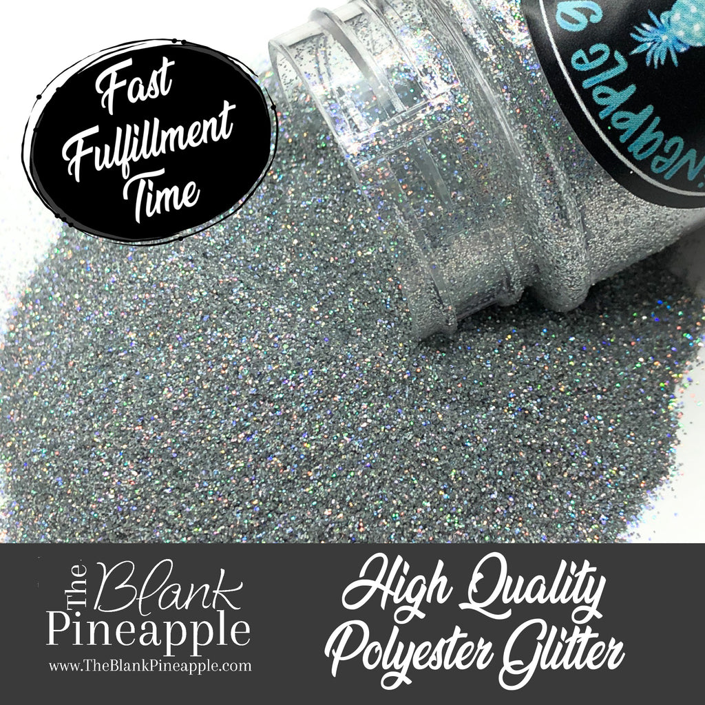 Starry Eyes Silver Ultra Fine Cut Holographic Glitter in 2oz Shaker Bottle - Silver Holographic Glitter for Crafts - The Blank Pineapple