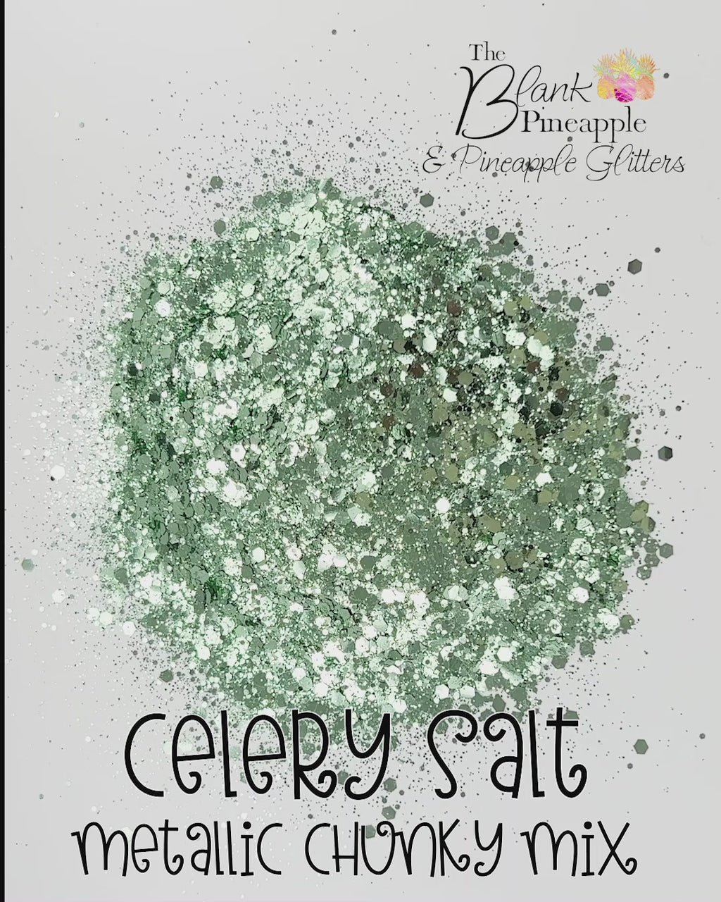 Celery Salt Chunky Mix Metallic Glitter PET Polyester 2oz Shaker Bottle, Green Glitter