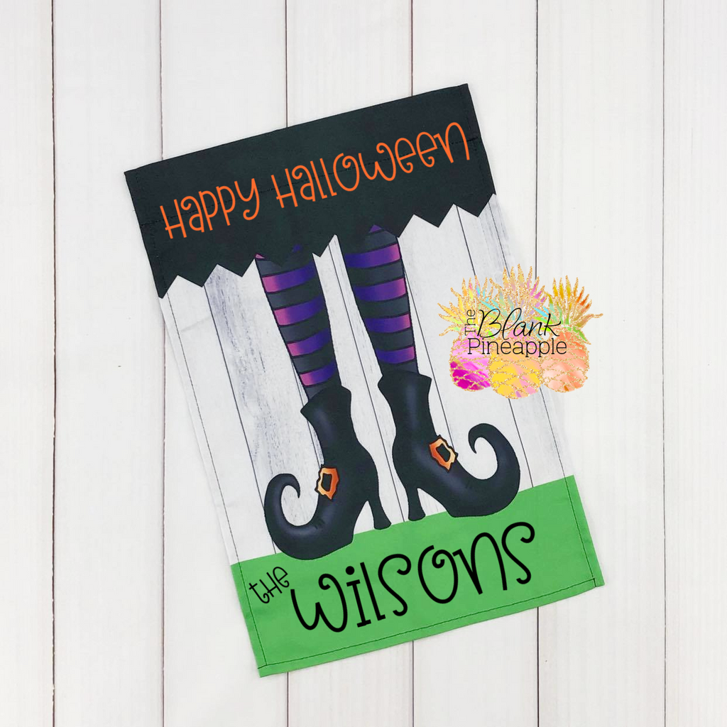 Halloween Garden Flag - Witch Legs 12x18 Polyester - Add Your Own Monogram Garden Flag
