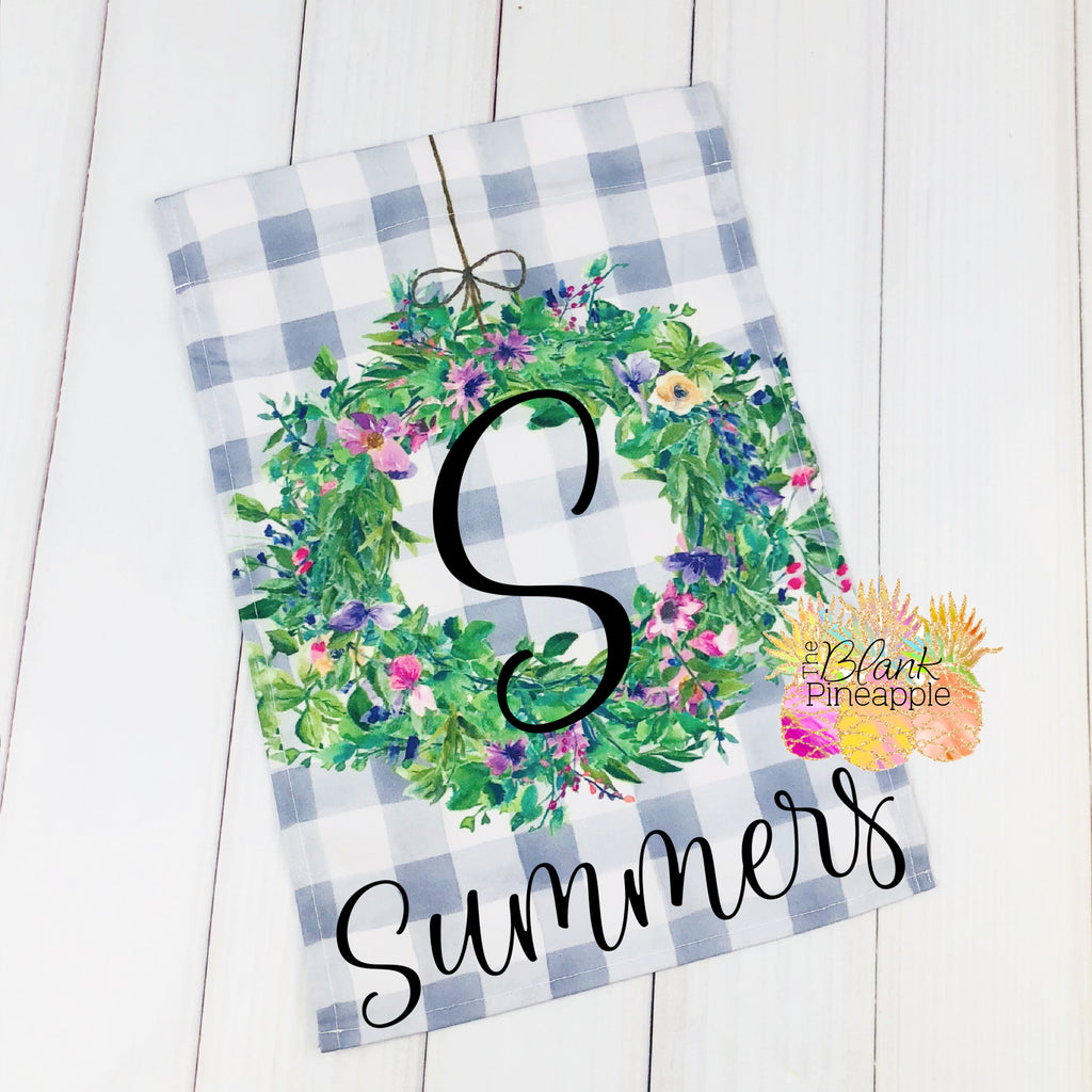 Garden Flag - Summer Wreath 12x18 Polyester - Add Your Own Monogram Garden Flag