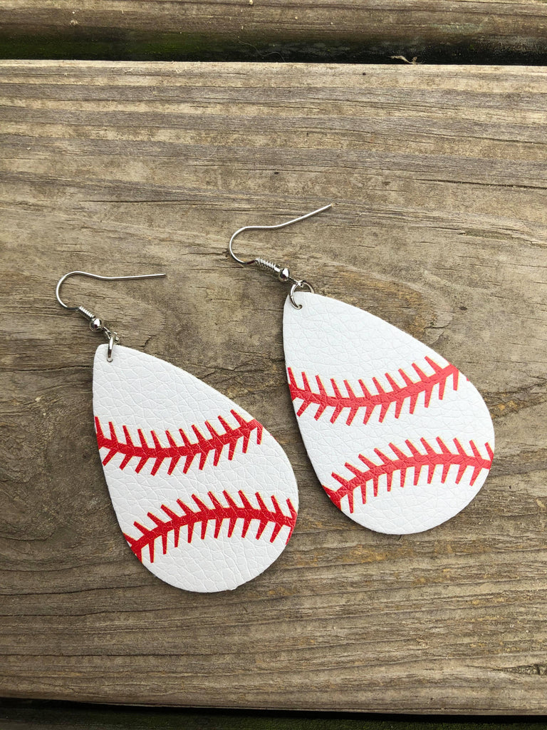 Baseball Teardrop Earrings - The Blank Pineapple