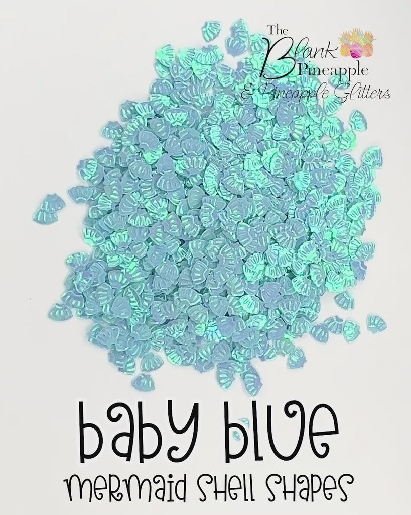 Baby Blue Mermaid Seashells 2oz Bag PVC Glitter Shells
