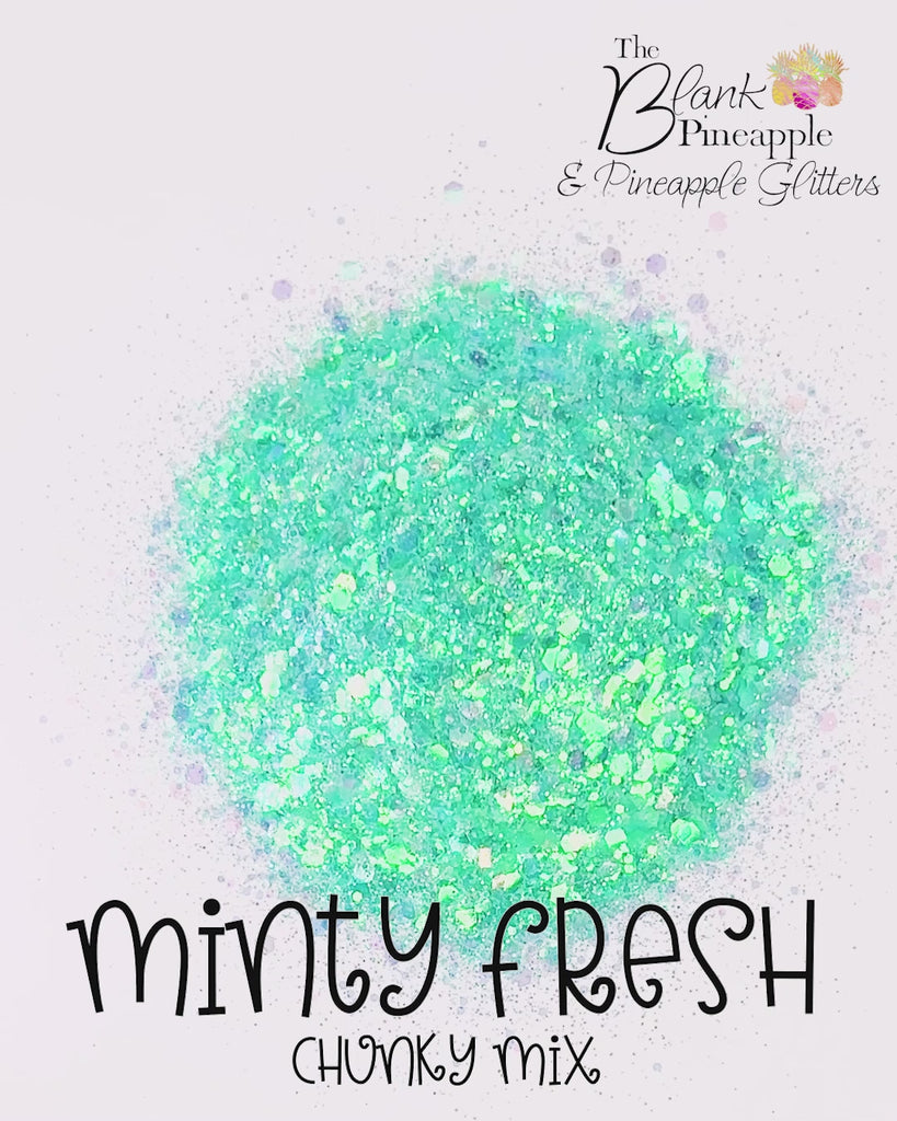 Minty Fresh Chunky Mix Iridescent Polyester Glitter in a 2oz Shaker Bottle, Mint Iridescent Glitter