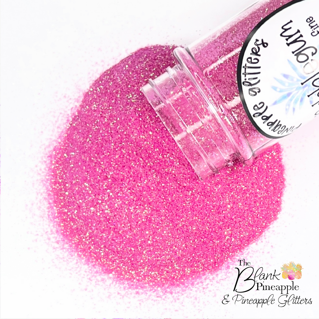 Hot Pink Glitter, Bubblegum Ultra Fine Iridescent Polyester Glitter in a 2oz Shaker Bottle, Pink Iridescent Glitter