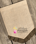 Blank Burlap Garden Flag 12x18 Pennant with Brown Ruffle - CLEARANCE
