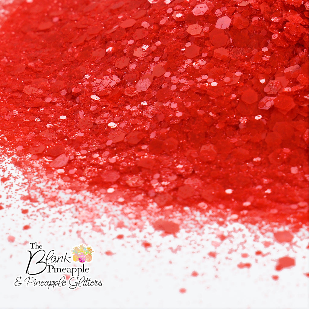 Red Chunky Glitter, Candy Apple Chunky Mix Metallic Glitter PET Polyester 2oz Shaker Bottle, Red Glitter