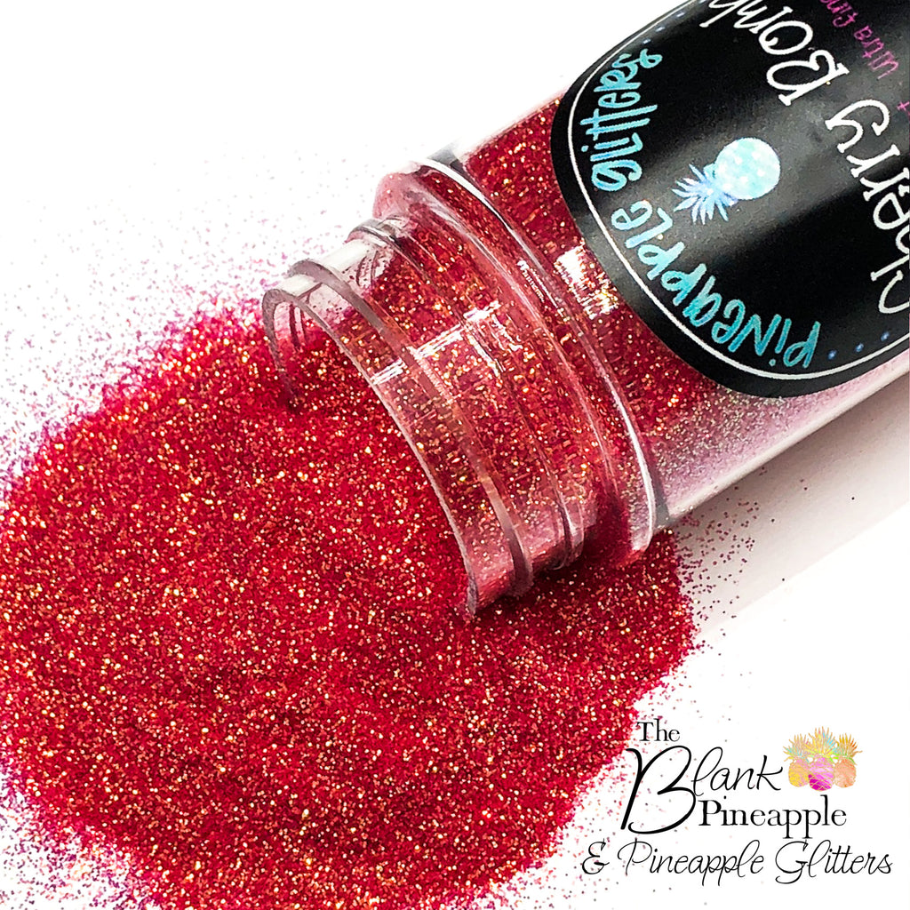 Cherry Bomb Red Iridescent Glitter in ultra fine cut. Perfect for adding a smooth, shimmering finish to crafts, nails, or resin projects. Pineapple Glitters, The Blank Pineapple. 