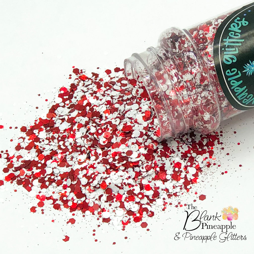 Dotty Red Glitter Dots, Red ad White Glitter - The Blank Pineapple