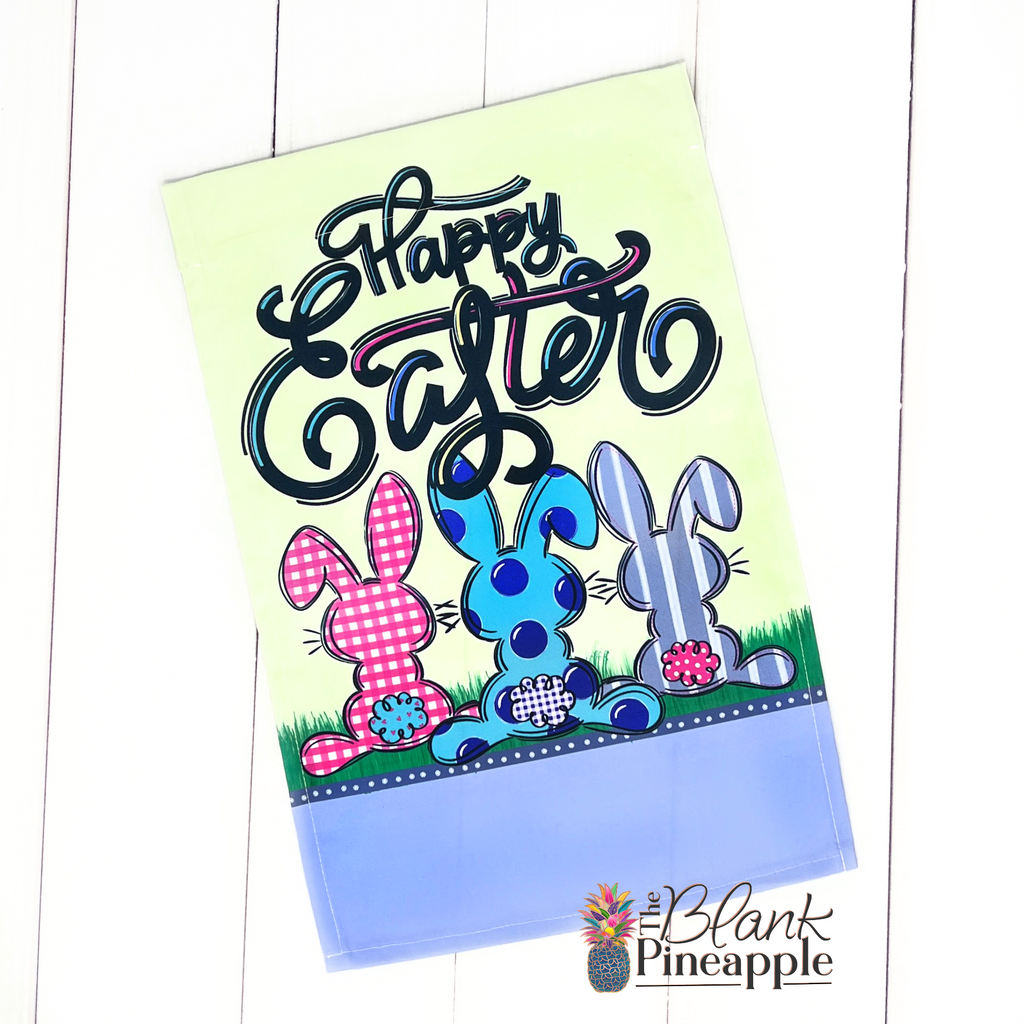 Easter Flags for monogramming with Sublimation or HTV, Happy Easter Bunnies Garden Flag