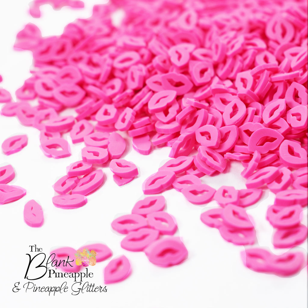 Fimo Shapes, Hot Pink Kisses Polymer Pieces, Hot Pink Lips Clay Shapes, Fimo Clay Lips