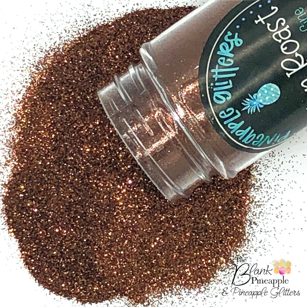 Italian Roast metallic brown glitter, PET polyester, 2oz shaker bottle for resin projects, tumblers, and nail art. The Blank Pineapple.