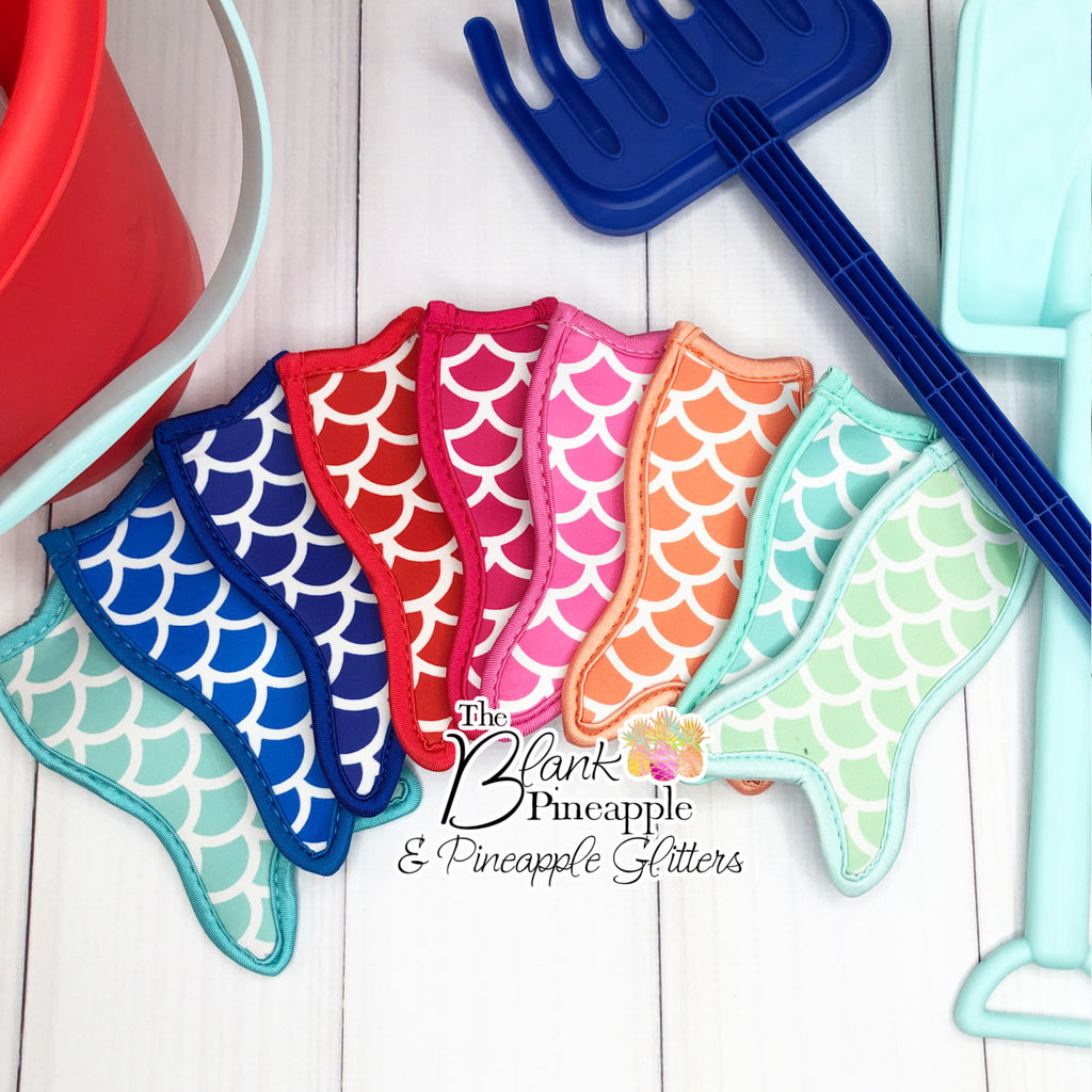 Neoprene Popsicle Sleeves. Our mermaid popsicle holder is constructed of a colorful neoprene with mermaid print .