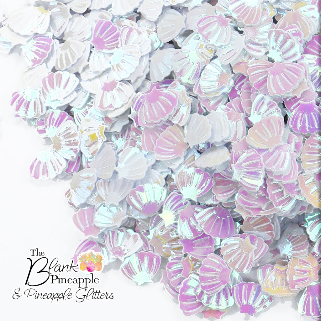 Seashell Glitter, Pearly Mermaid Seashells 2oz Bag PVC Glitter Shells