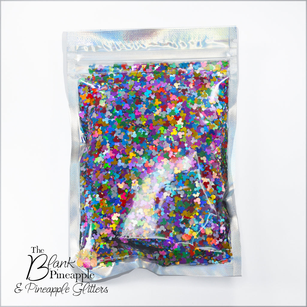 Mouse Ears Glitter Shapes, Holographic Mouse Ear Glitter 2oz Package, Polyester Glitter