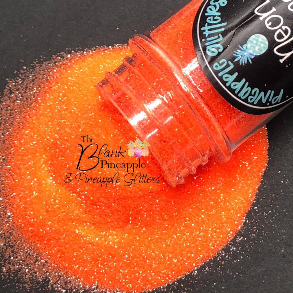 Neon Orange Fluorescent Ultra Fine Cut Glitter Polyester PET - The Blank Pineapple