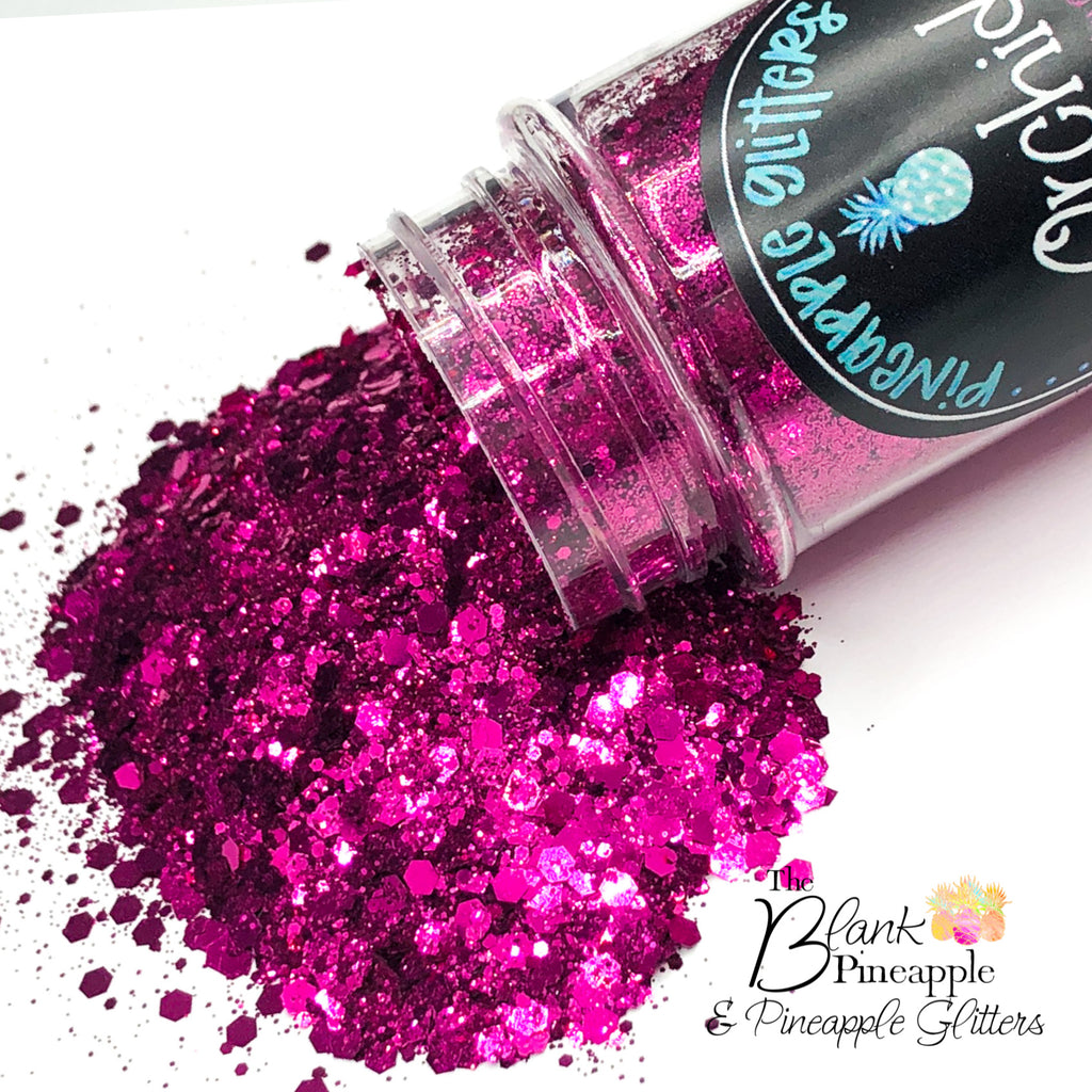 Orchid Chunky Mix Metallic Glitter PET Polyester 2oz. Shaker Bottle – Dark Fuchsia Glitter, The Blank Pineapple