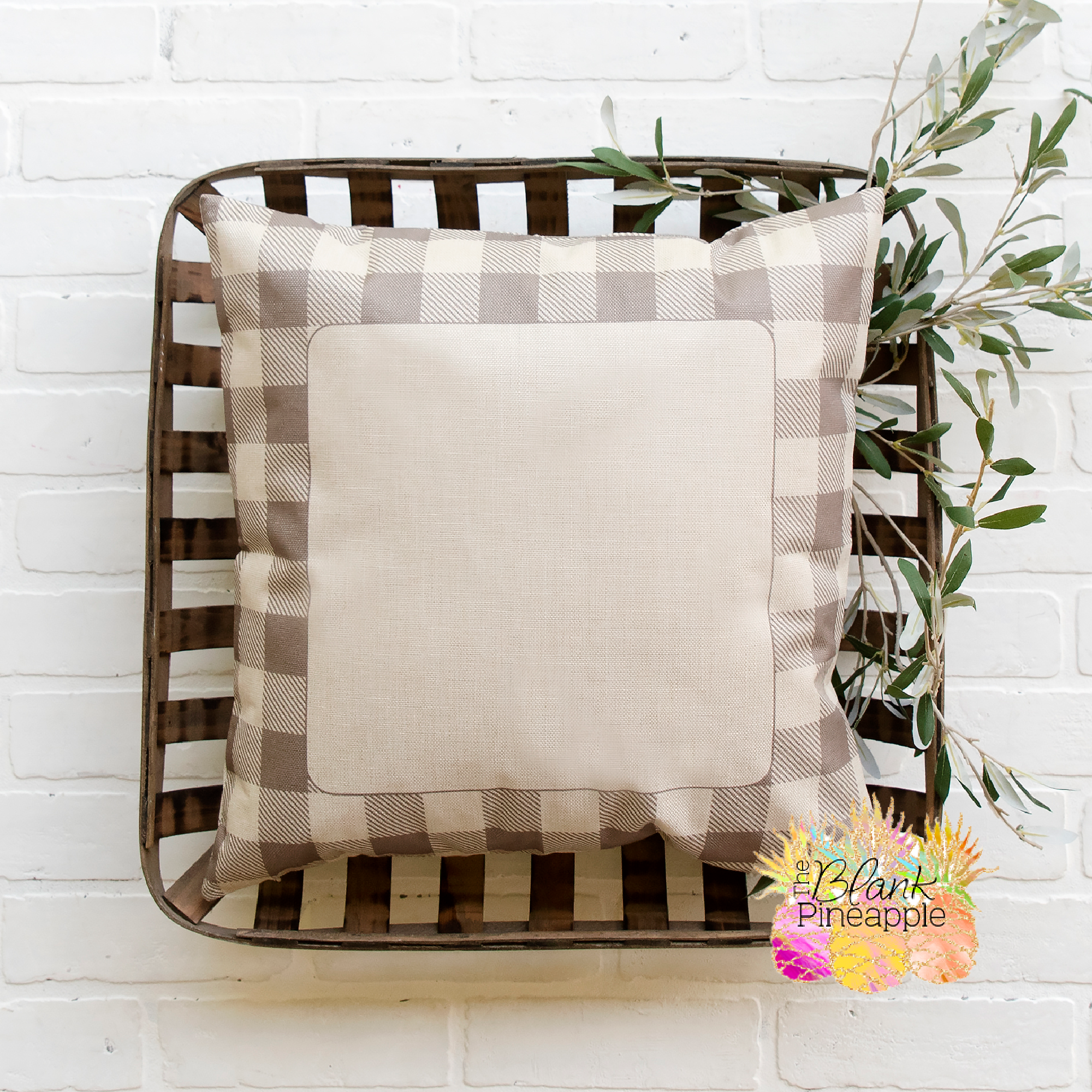 Blank Sublimation Pillow Covers 18x18 Polyester Linen with Taupe Buffalo  Plaid Border – The Blank Pineapple