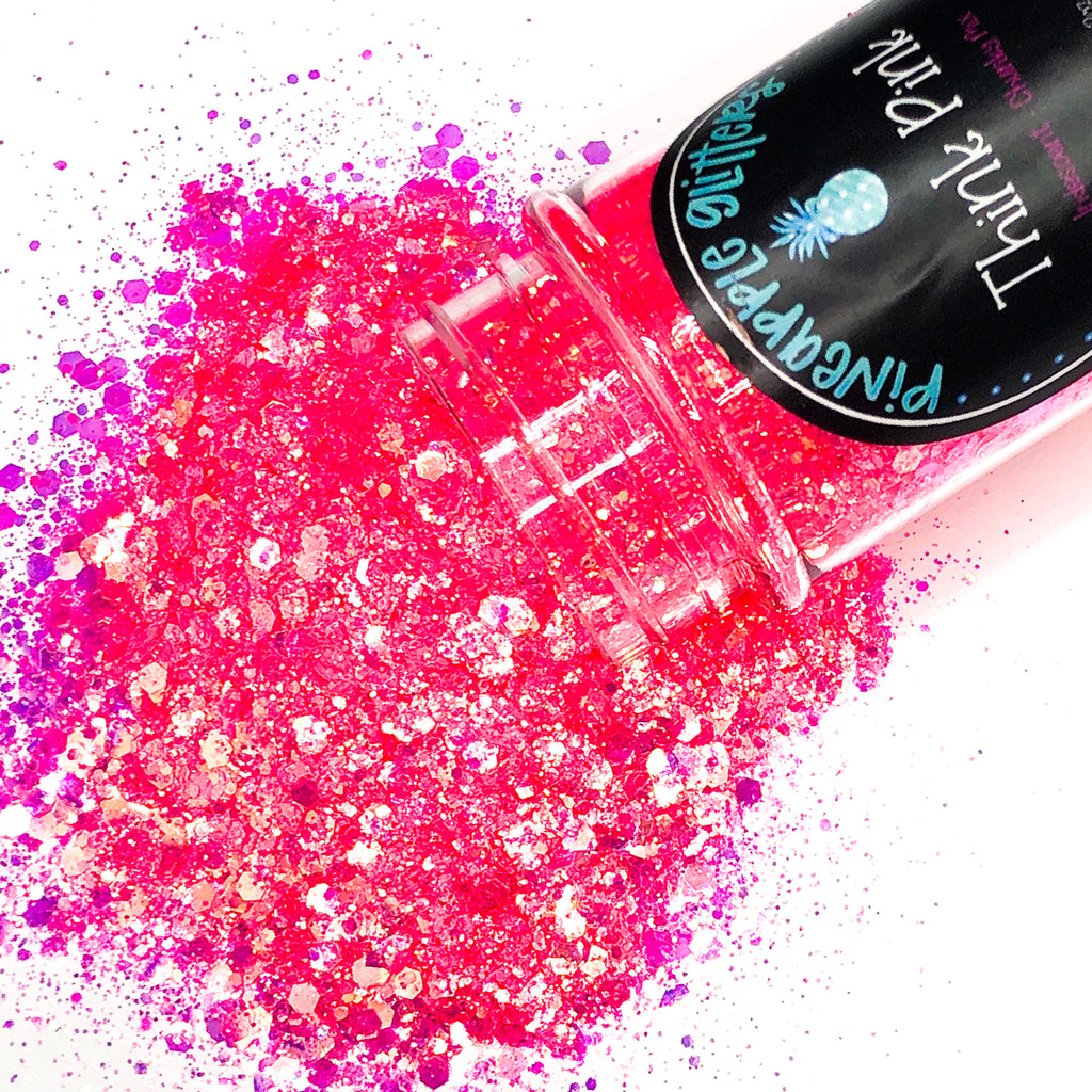 Think Pink Chunky Mix High Sparkling Iridescent Polyester Glitter PET Hot Pink Glitter - The Blank Pineapple