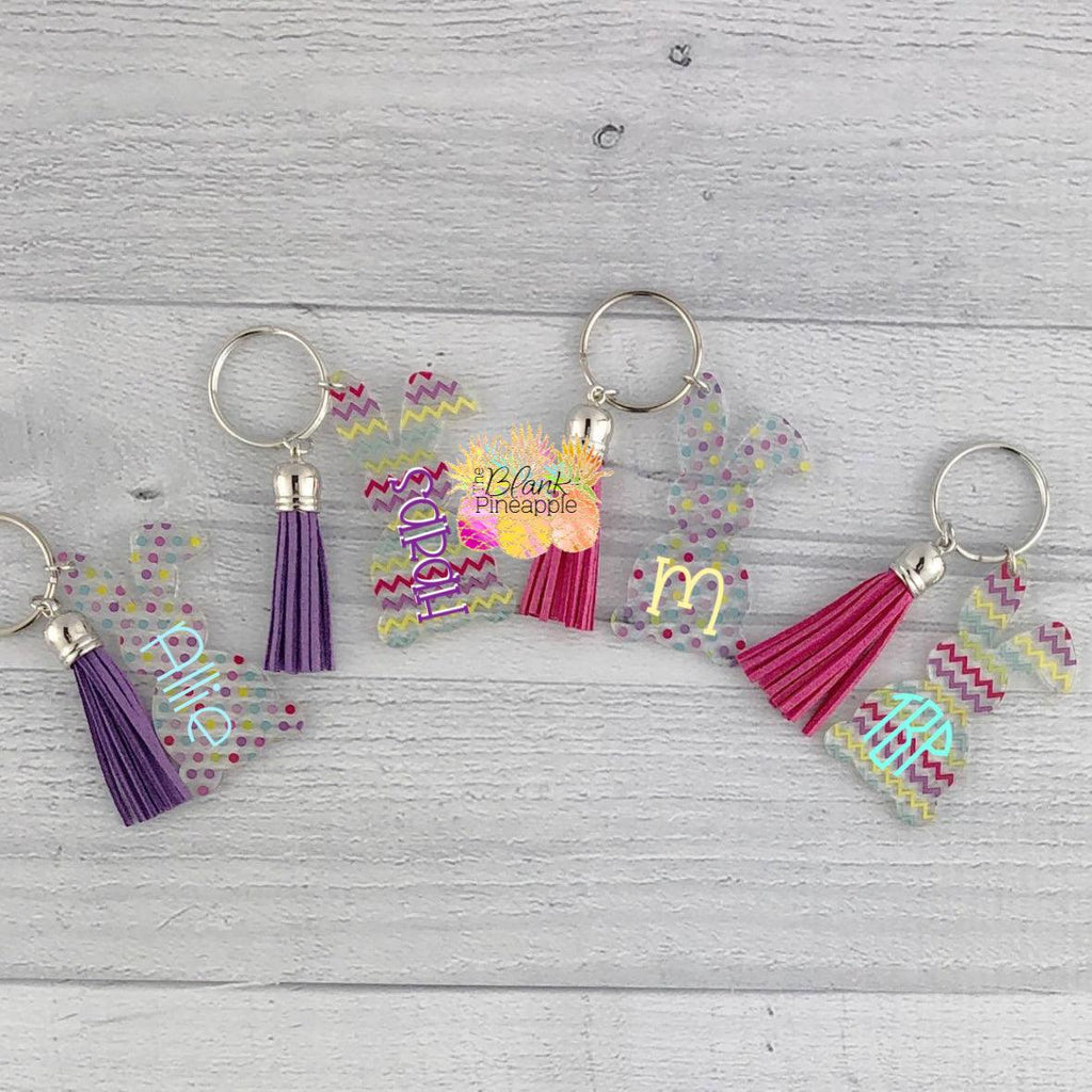 Acrylic Bunny Key Ring with Suede Tassel - CLEARANCE - The Blank Pineapple