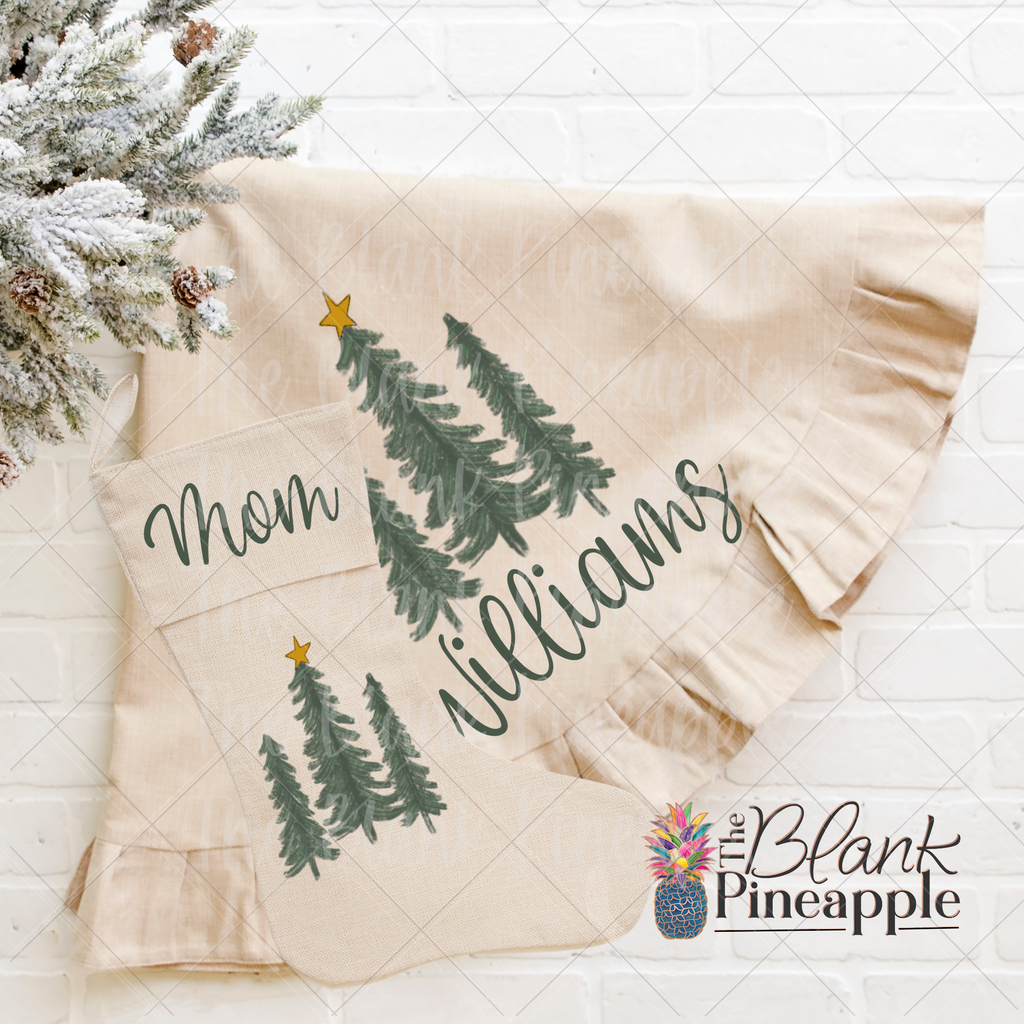 Polyester Linen Christmas Tree Skirt. Blank Tree skirt for sublimation, DTF, DTG, Embroidery, and Vinyl. Tree skirt for monogramming. - The Blank Pineapple