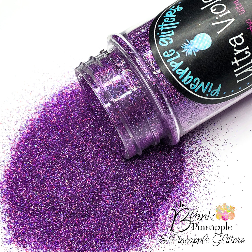 Ultra Violet purple ultra fine cut holographic glitter, PET polyester, 2oz shaker bottle for resin projects, crafts, and nail art. - The Blank Pineapple