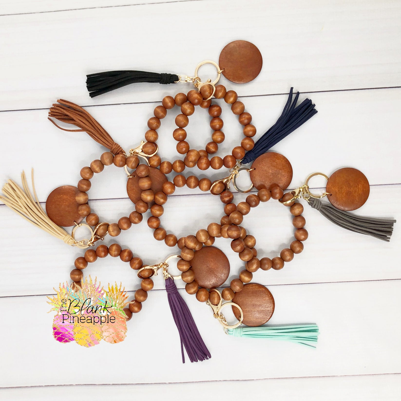 Wooden key ring bracelet Clearance