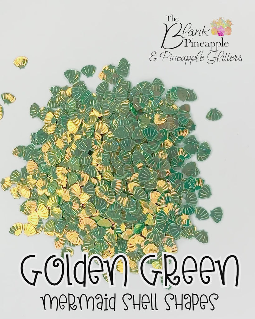 Golden Green Mermaid Seashells 2oz Bag PVC Shells